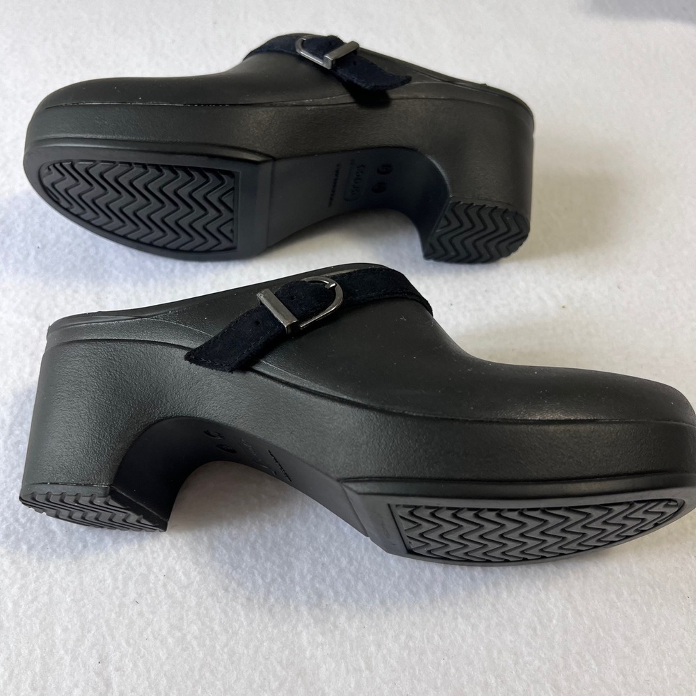 Crocs Sarah Dual Clog Womens Size 8 Black Buckle Platform Heel 203631 Chunky - Picture 4 of 8